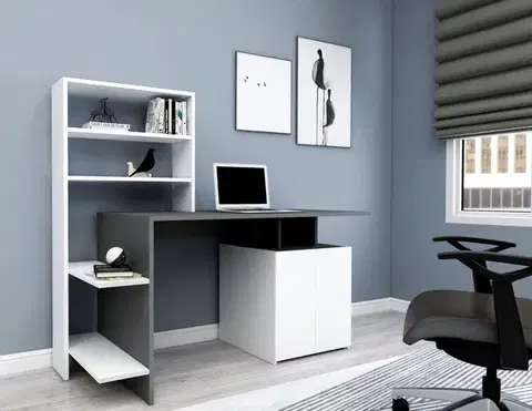 Písacie stoly Písací stôl Melis - White, Anthracite