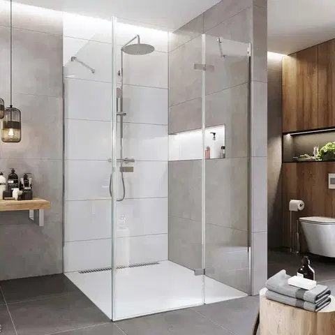 Sprchovacie kúty Mereo Sprchovací kút, Novea, štvorec, pántový, 90x90 cm, chróm ALU, sklo Číre, dvere pravé a pevný diel CK10215ZP
