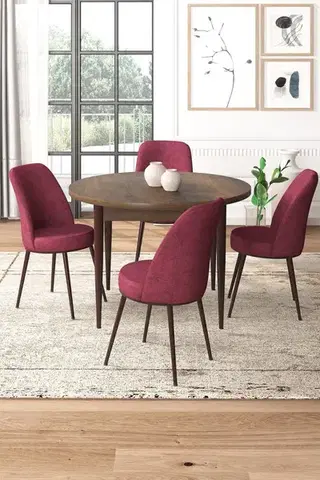 Jedálenské sety Dining Table & Chairs Set (5 Pieces) Tor - Baroque, Burgundy