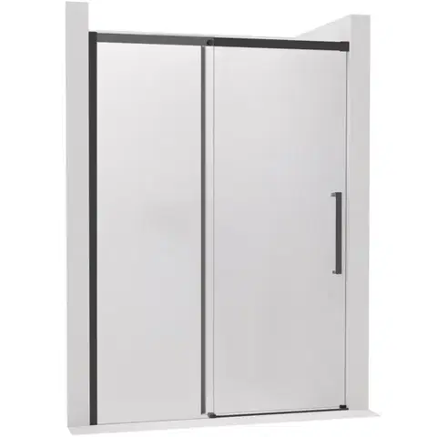 Sprchovacie kúty CERANO - Sprchové posuvné dvere Lantono - ľavá - 8 mm - Soft-Close - čierna matná, mliečne sklo - 150x195 CER-662623