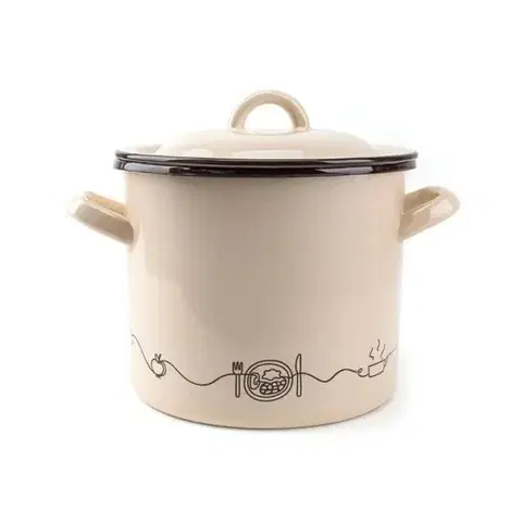Hrnce Kinekus Hrniec smaltovaný s pokrievkou, 19cm/4L, dekor Linea