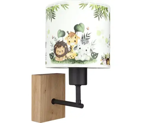 Svietidlá BRILAGI - Nástenná lampa BOBO WOOD 1xE27/25W/230V dub/čierna/biela/zelená/džungľa BG1561+BG5588
