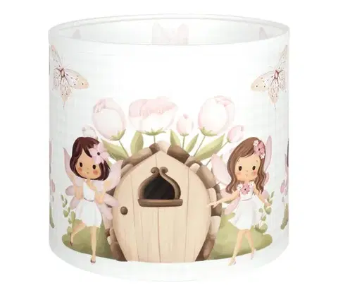 Lampy BRILAGI - Univerzálne tienidlo BOBO E27 pr. 15 cm biela/ružová/víly 757502