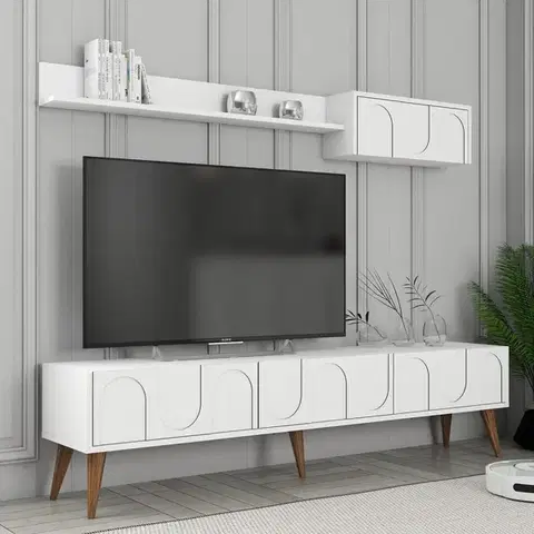 Obývacie steny TV skrinka / Obývacia stena Lyon 2 - White, Walnut