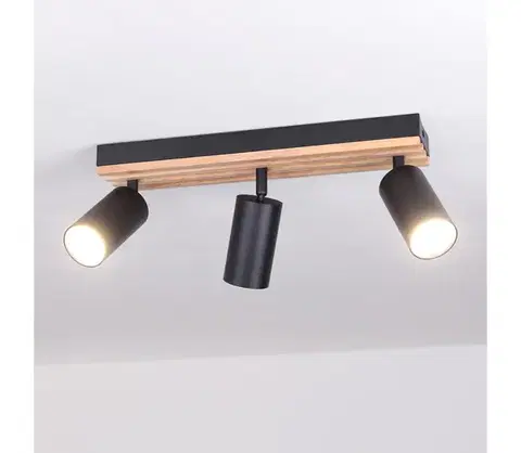 Svietidlá BRILAGI - Bodové svietidlo SELE WOOD ACOUSTIC 3xGU10/30W/230V čierna/drevo WO-OEM-25CF-B03-BK