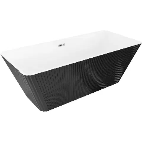 Vane MEXEN/S - Tava voľne stojaca vaňa reliéf 170 x 75, biela/čierna, sifón a prepad chróm 52851707575-01