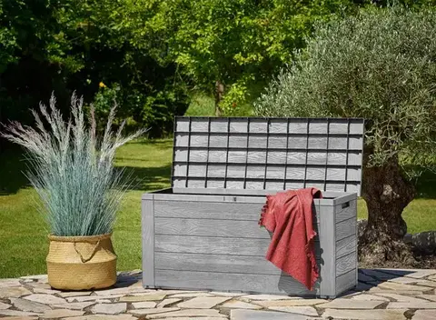 Záhradné úložné boxy Záhradný úložný box D8981 sivá Dekorhome