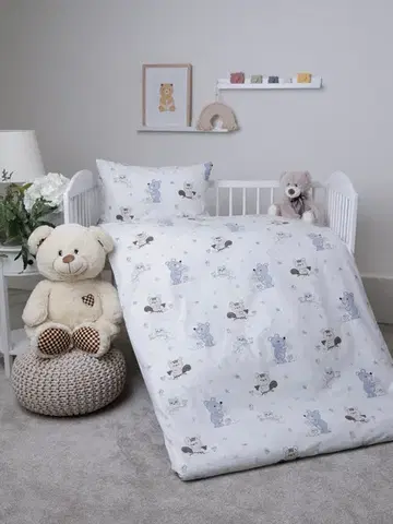 Detské obliečky MKLozkoviny.sk Bavlnené obliečky Renforcé  do postieľky – Lesní priatelia - 100 × 135 cm - 40 x 60 cm