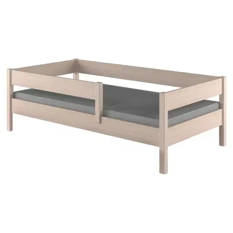 Postele KONDELA Mix detská posteľ so zábranou 80x180 cm dub bielený