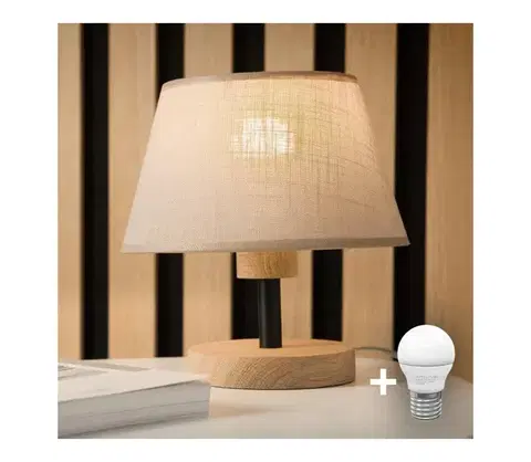 Lampy BRILAGI - LED Stolná lampa ANTHONY 1xE14/40W/230V dub/béžová 8590828610892