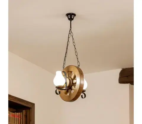 Svietidlá BRILAGI - Luster na reťazi ROATA 2xE14/40W/230V buk/orech EX-01062