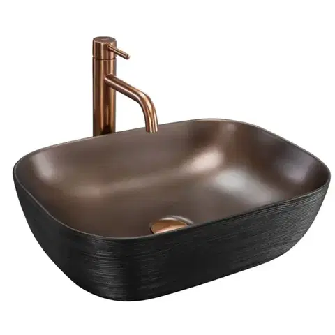 Umývadlá Umývadlo Belinda black brush/copper - na dosku