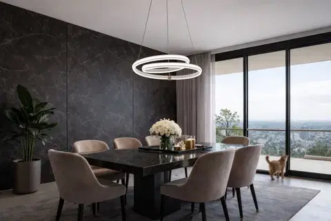 Stropná svetla SANTA lampa wisząca złoty 32W LED 3000, 4000, 6500K maskownica biały