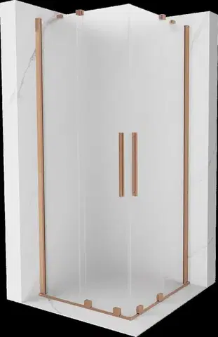 Sprchovacie kúty MEXEN/S - Velar Duo sprchovací kút, posuvné dvere 100 x 100, dekor, meď kartáčovaná 871-100-100-32-65