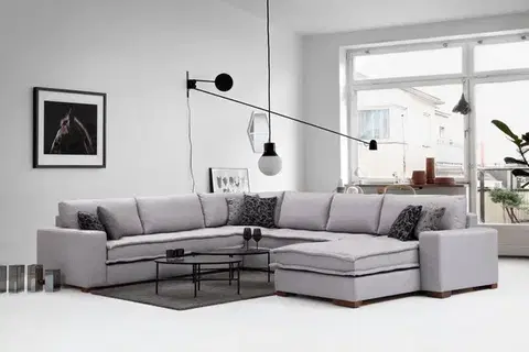 Sedacie súpravy Rohová sedacia súprava / Rohová pohovka Lena Corner - Light Grey