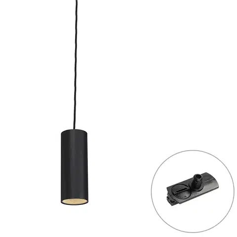 Koľajnicové svetelné systémy Dizajnové závesné svietidlo čierne vrátane 1-fázového koľajnicového adaptéra - Iconic Tubo