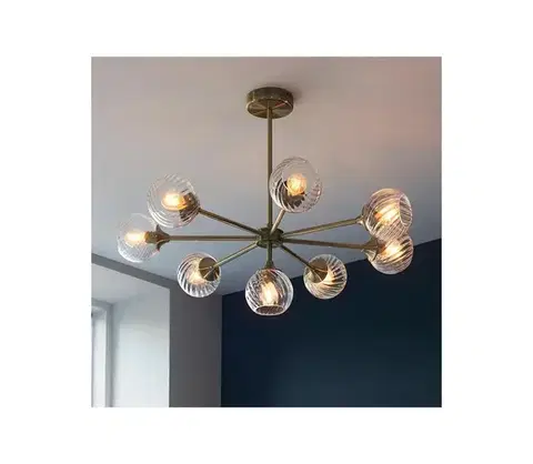 Svietidlá Endon 103172 - Luster na tyči ALLEGRA 8xE14/7W/230V mosadz/číra 103172