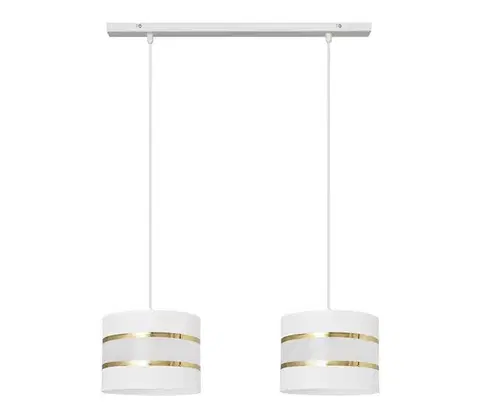 Svietidlá  Luster na lanku HELEN 2xE27/15W/230V biela/zlatá W-L 0801/2 WT+GO+MAT