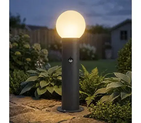 Záhradné lampy  46084-Vonkajšie svietidlo s pohybovým senzorom STONO 1xE27/15W/230V 50 cm IP65 antracit 46084