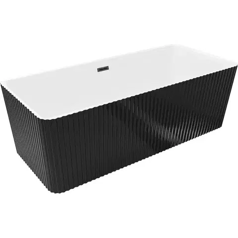 Vane MEXEN/S - Nila voľne stojaca vaňa reliéf 170 x 75, biela/čierna, sifón a prepad čierna 52841708075-70