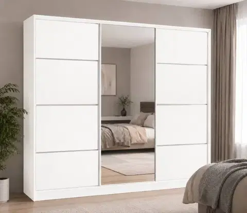 Šatníkové skrine VISAT šatníková skriňa 3D, biele drevo