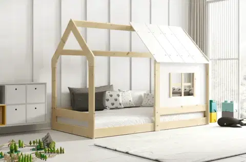 Postele BMS Detská posteľ DOMČEK s oknom | borovica 80 x 160 cm