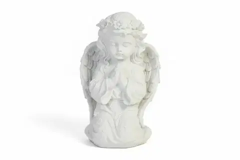 Sošky, figurky - anjeli MAKRO - Anjel biely klačiaci 23cm