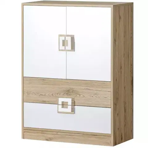 Komody do spálne Komoda Nico 80 biela/svetlý dub nr-9
