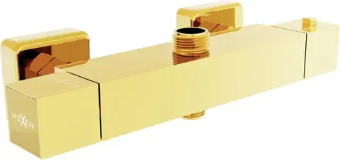 Kúpeľňové batérie MEXEN - CUBE termostatická sprchová batéria 3/4 "+ 1/2", zlatá 77250-50