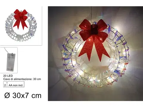 Vianočné dekorácie MAKRO - Veniec 58x66cm LED mašľa