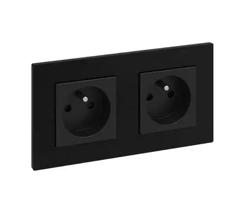 Predlžovacie káble Legrand - Dvojitá domová zásuvka 250V/16A NILOE STEP čierna LR0045+LR0033+LR0033