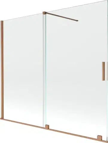Sprchové dvere MEXEN/S - Velar Dvojkrídlová posuvná vaňová zástena 180 x 150, transparent, kartáčovaná meď 896-180-000-01-65