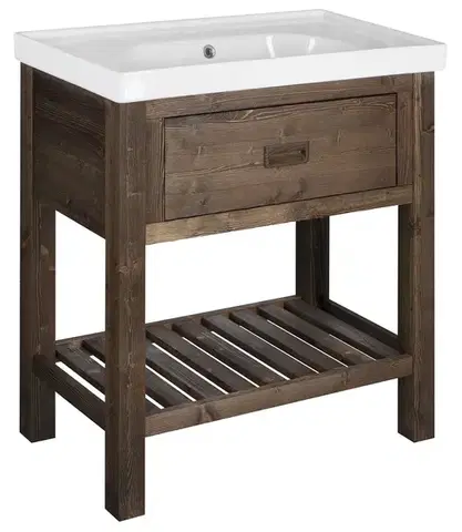 Kúpeľňový nábytok SAPHO - BRAND umývadlová skrinka 76x83x43cm, morený smrek BA088S