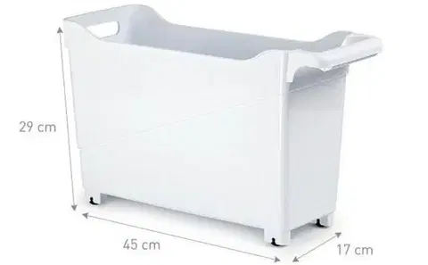 Dózy na potraviny Kinekus Organizér plastový 17 x 45 x 29cm biely s kolieskami