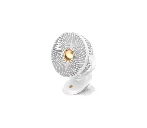 Ventilátory Eurolamp Nabíjací stolný látor s klipom 5W/5V 1200 mAh biela 300-20534
