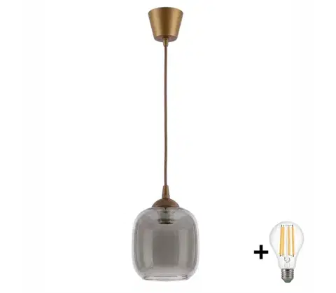Svietidlá BRILAGI - LED luster na lanku R GLASS 1xE27/60W/230V pr. 14 cm hnedá/dymová sivá NSTK7758+TK8611A