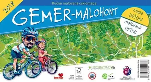 Voda, lyže, cyklo Gemer - Malohont - Ručne maľovaná cyklomapa