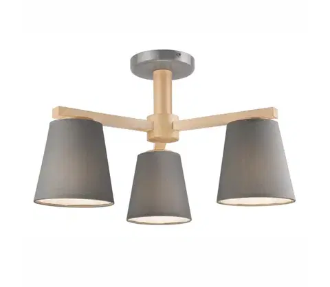 Svietidlá  Prisadený luster ELLIE 3xE27/60W/230V šedá/buk LM-3.113 GREY