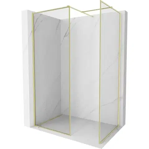Sprchové dvere MEXEN/S - Kyoto-F Sprchová zástena WALK-IN s rámom 120 x 80, transparent 8 mm, zlato kefovaná 800-120-202-04-55-080