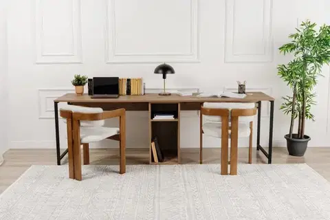 Písacie stoly Písací stôl Twin Study Desk - Atlantic Pine, Black