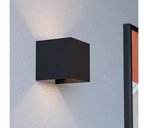 LED osvetlenie Eglo 74115-LED Vonkajšie nástenné svietidlo so senzorom RINCINE LED/2,2W/5V IP44 čierne 74115