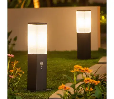 Záhradné lampy BRILAGI - Vonkajšia lampa s čidlom NOVA 1xE27/15W/230V 40 cm IP44 antracit FG-KH446PSH-40-SEN-ANT