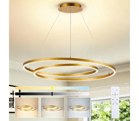 Svietidlá BRILAGI-LED Stmievateľný luster na lanku TWISTER LED/105W/230V 3000-6000K zlatá+DO BRI1195