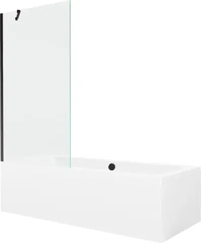 Sprchové dvere MEXEN/S - Cube obdĺžniková vaňa 170 x 80 cm s panelom + vaňová zástena 90, transparent, čierna 550517080X9509000070