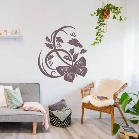 Šablóny na maľovanie Šablóna na stenu - Ornament s motýlikom