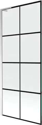 Sprchové dvere MEXEN/S - Next L vaňová zástena FIX 80 x 150, čierna vzor, chróm 895-080-000-03-77-01