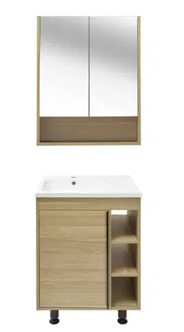 Kúpeľňový nábytok Kúpeľňová zostava s umývadlom a zrkadlovou skrinkou Naturel Lucca 59x70x45 cm dub mat LUCCASET60D LUCCASET60D