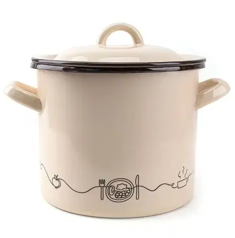 Hrnce Kinekus Hrniec smaltovaný s pokrievkou, 25cm/10L, dekor Linea