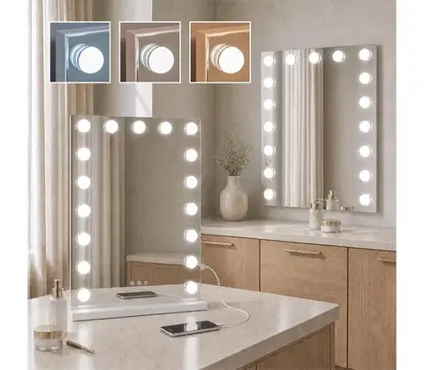 Kúpeľňové zrkadlá BRILAGI - LED Stmievateľné make-up zrkadlo HOLLYWOOD LED/15W/230V 55x70 cm biela FG-M2-WS40-5570-WHT