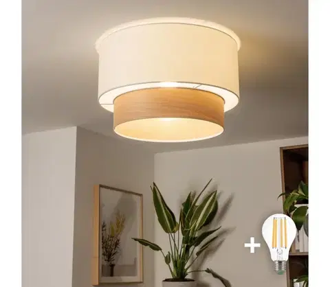 Svietidlá BRILAGI - LED prisadené stropné svietidlo CERIA 1xE27/40W/230V pr. 50 cm biela/béžová BG3991+EG781089